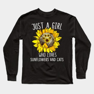 Just A Girl Who Loves Sunflowers And Cats Long Sleeve T-Shirt